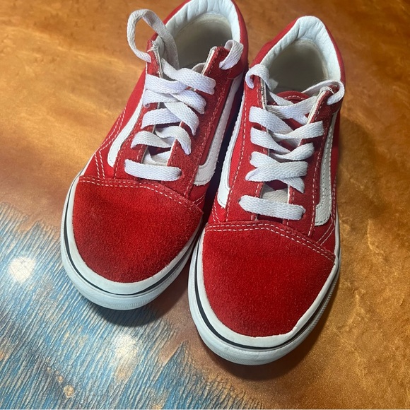 VANS old Skool Red White Suede Canvas Shoes size 12.5 - Picture 6 of 11